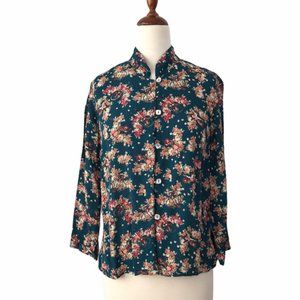 Loco Lindo Blue Floral Western Themed Pinup Blouse